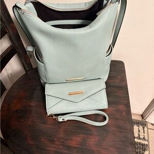 MIA K. Collection Light Blue Shoulder Bag with Wallet
